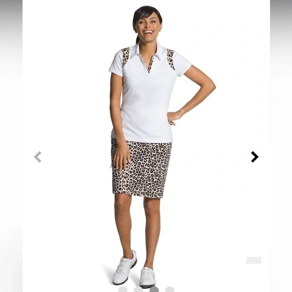 Zenergy Golf by Chicos Leopard Print Gold Skort sz 16/ XL - Picture 1 of 15